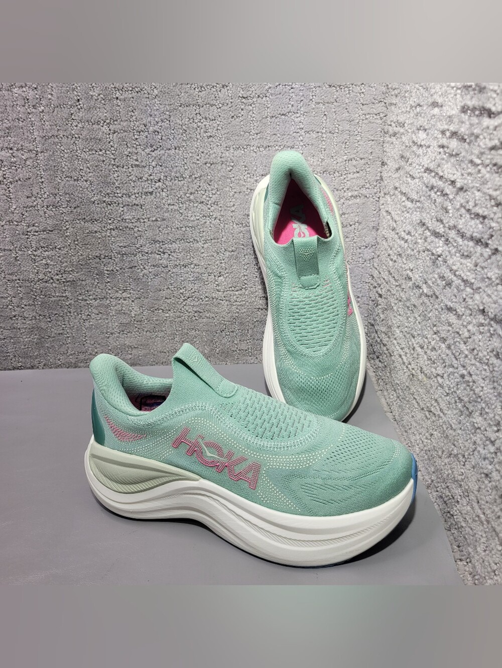 Hoka One Skyward Laceless Womens Size US 8.5B Jadeite Sea glass Recovery Shoes. - Picture 10 of 13